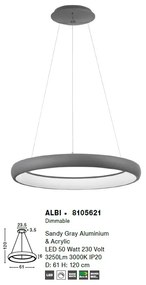 Lustra LED design modern circular ALBI 51W gri NVL-8105621