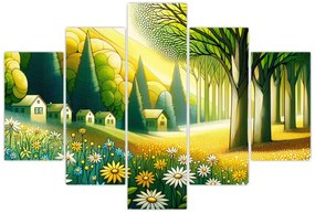 Tablou - Sat în galben-verde (150x105 cm)
