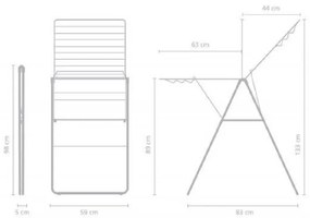 Uscator de rufe Brabantia Hangon 1004164, 20 m, 6 umerase, Reglabil, Blocare copii, Alb