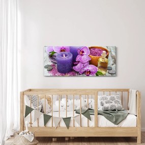 Tablou cu orhidee și lumănări (120x50 cm)