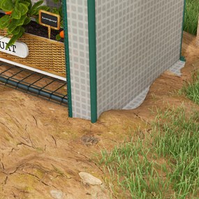 Outsunny Sera de Gradina cu Rafturi din Metal si Copertina din PE, Sera pentre Legume cu Usa Rulou 80x49x160cm, Verde | Aosom Romania