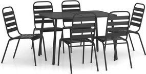 vidaXL Set de masă pentru grădină, 7 piese, antracit, oțel