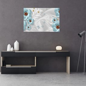 Tablou - 3D Flori albastre (90x60 cm)