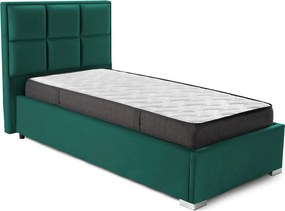 Pat Tapițat Melbourne, cu somieră rabatabilă și ladă de depozitare, Swing-Verde / 80x190