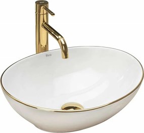 Lavoar alb/auriu pe blat Rea Sofia Gold Edge 41 cm