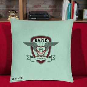 Perna Personalizata Rapid Fotbal Club 1923, 40x40 cm, Verde Menta, Husa Detasabila, Perna Inclusa, BEKZ®