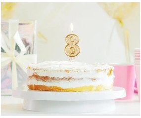 Numere Gold Lumânare Cu Sclipici Auriu Numărul 8, Lumânare Pentru Tort