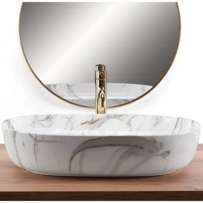 REA-U9656 - Lavoar CLEO pentru blat, 41 x 60,5 cm, ceramică/decor marmură