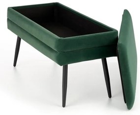 Bancă cu spațiu de depozitare VELVA 37x78 cm verde/negru
