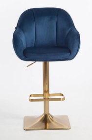 HR2055KW Scaun Bleumarin din Catifea cu Bază Aurie