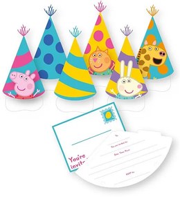 Purcelușa Peppa Celebration invitație de petrecere set de 6