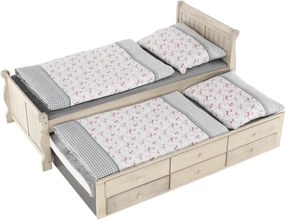 Pat cu pat suplimentar, alb antic, 90x200, ANTIKO