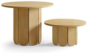 Măsuță de cafea în culoare naturală rotundă cu blat cu aspect de lemn de stejar 78x78 cm Soft – Woodman