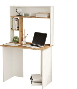 Birou BR2-AW, alb/stejar, PAL, 90x52x149 cm