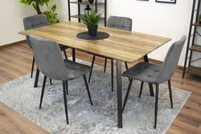 OFERTA Scaun din catifea gri inchis KARA cu picioare negre calitate II