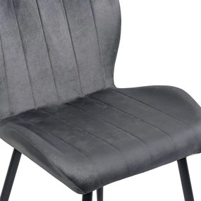 Scaun living gri din catifea cu cadru metalic si spatar ergonomic BUC 204