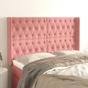 3119975 vidaXL Tăblie de pat cu aripioare, roz, 163x16x118/128 cm, catifea