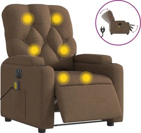 vidaXL Fotoliu electric de masaj rabatabil, maro, textil