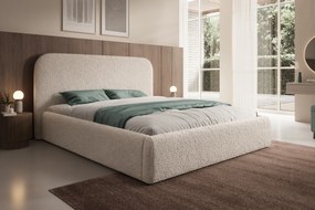 Pat tapițat Rasel 160x200 cu ladă depozitare - bukla bej Quelle 03