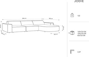 Coltar dreapta 4 locuri, Jodie, Micadoni Home, BL, forma rotunjita, 284x166x70 cm, catifea, bej deschis
