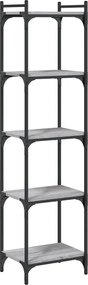 vidaXL Bibliotecă cu 5 niveluri gri sonoma 40x30x154 cm lemn prelucrat