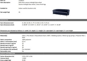 Canapea eleganta design LUX Orion, savona midnight blue