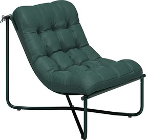 Outsunny Scaun de grădină Fotoliu de grădină cu pernă Șezut sling respirabil Cadru din oțel pentru grădină terasă 76 x 92 x 76 cm Verde închis | Aosom Romania