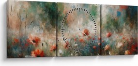 Tablou – Abstracție de câmp cu maci (cu ceas) (90x30 cm)