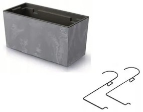 Jardiniera decorativa, suport metalic, gri, 39.5x18.5x19.5 cm, Urbi Case Beton Effect W
