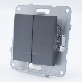 Intrerupator dublu cu led, 10A, IP20, Grafit, Panasonic Arkedia Slim/Karre Plus Plus