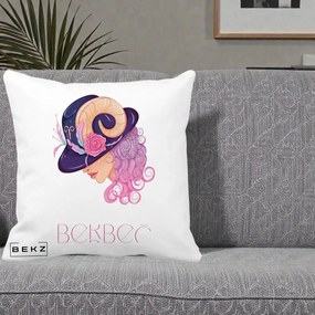 Perna Personalizata Zodie Berbec, 40x40 cm, Alba Mata, Husa Detasabila, Perna Inclusa, BEKZ®