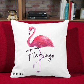 Perna Decorativa Flamingo Acuarela, 40x40 cm, Alba Mata, Husa Detasabila, Perna Inclusa, BEKZ®