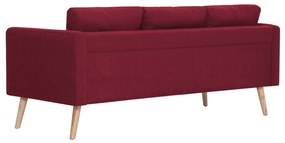 Canapea cu 3 locuri, rosu vin, material textil Rosu, Canapea cu 3 locuri