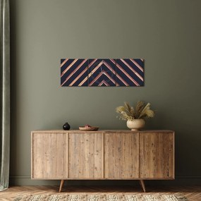 Tablou - Motiv de lemn pe fond negru (cu ceas) (90x30 cm)