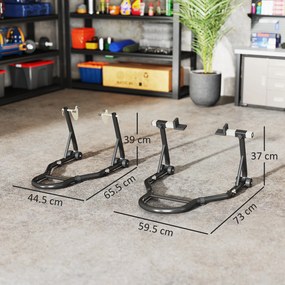 HOMCOM Set de 2 Suporturi Reglabile pentru Motocicletă, Tip Triunghi, din Oțel, Negru | Aosom Romania