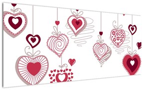 Tablou cu inimiore pictate (120x50 cm)