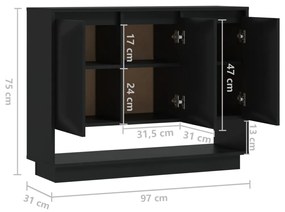 Servanta, negru, 97x31x75 cm, PAL 1, Negru