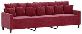 348899 vidaXL Canapea cu 3 locuri, roșu vin, 210 cm, catifea