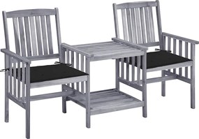 vidaXL Scaune de grădină cu masă de ceai și perne, lemn masiv acacia