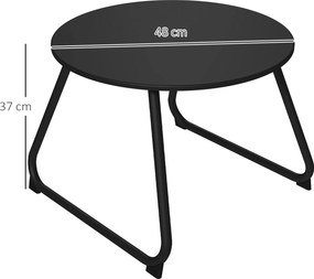 Outsunny Măsuță Rotundă pentru Terasă 48cm, Măsuță Laterală de Exterior cu Cadru Metalic, Negru | Aosom Romania