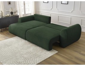 Colțar verde închis extensibil cu tapițerie din catifea reiată (cu colț pe partea stângă ) Lucien – Bobochic Paris