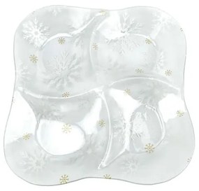 Farfurie pentru servire din sticlă ø 28,5 cm cu model de Crăciun Frosty Flakes – Dakls