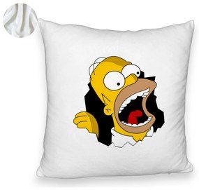 Perna Decorativa Fluffy, Model Simpsons Homer 2, 40x40 cm, Alba, Husa Detasabila, Burduf