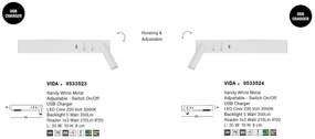 Aplica ambientala cu reader LED directionabil si USB Charger Vida alba NVL-9533524