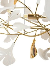 Lustra Suspendata, Metal Auriu, Petale Flori Albe, FLORA 250 PP