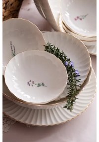 Set veselă 27 piese, porțelan, alb/auriu