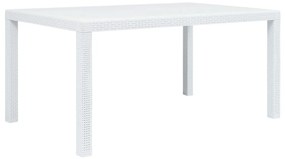 vidaXL Masă de grădină, alb, 150 x 90 x 72 cm, plastic, aspect ratan