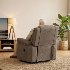 HOMCOM Fotoliu Electric cu Ridicare, Reclinare 150°, Masaj 8 Puncte, Încălzire, Maro | Aosom Romania