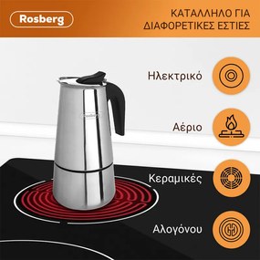 Cafetiera moka Rosberg R51173F9, 9 cesti, Inox