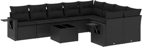 vidaXL Set canapele de grădină cu perne, 10 piese, negru, poliratan